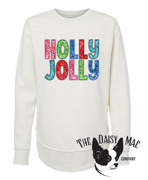 Women's Faux Sequined Holly Jolly Sweatshirt