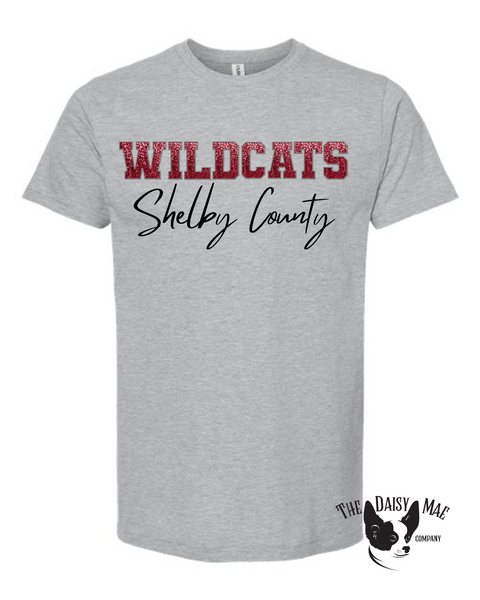 Shelby County Wildcats Faux Sequined T-Shirt
